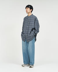 FreshService  MADRAS DRY TECH BAND COLLAR SHIRT  GRAY