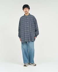 FreshService  MADRAS DRY TECH BAND COLLAR SHIRT  GRAY