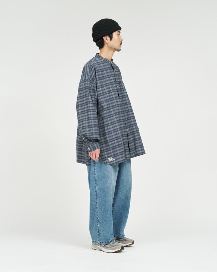 FreshService  MADRAS DRY TECH BAND COLLAR SHIRT  GRAY