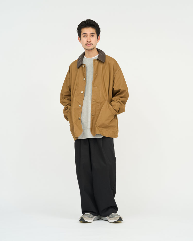 FreshService  COTTON CANVAS LEATHER COLLAR WORK JACKET BEIGE