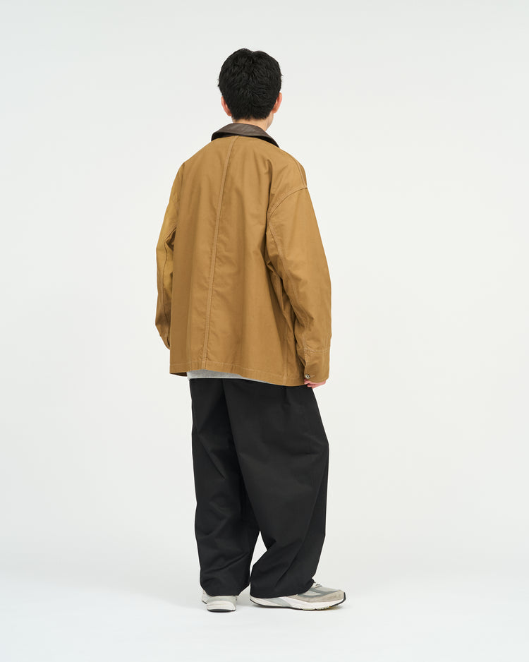 FreshService  COTTON CANVAS LEATHER COLLAR WORK JACKET BEIGE