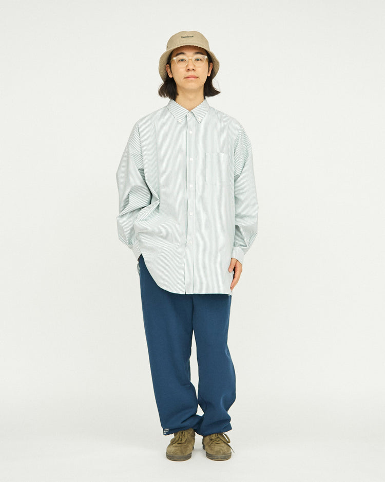 FreshService   DRY OXFORD CORPORATE L/S B.D.SHIRT GREEN STRIPE