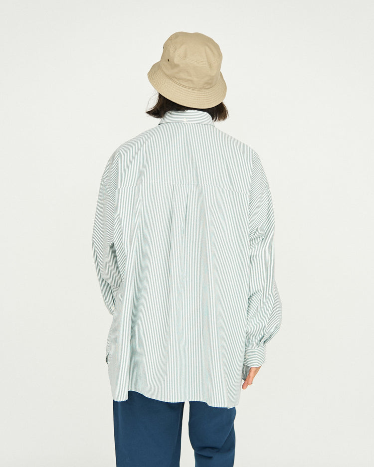 FreshService / DRY OXFORD CORPORATE L/S B.D.SHIRT GREEN STRIPE