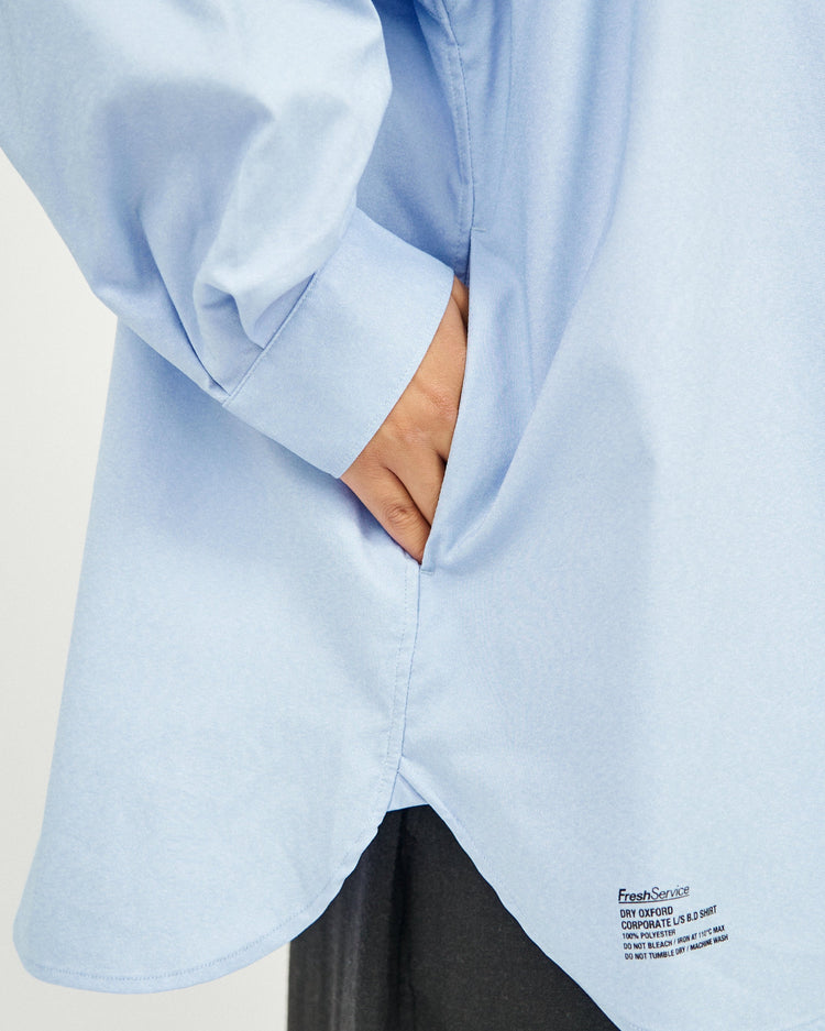 FreshService / DRY OXFORD CORPORATE L/S B.D.SHIRT GREEN STRIPE
