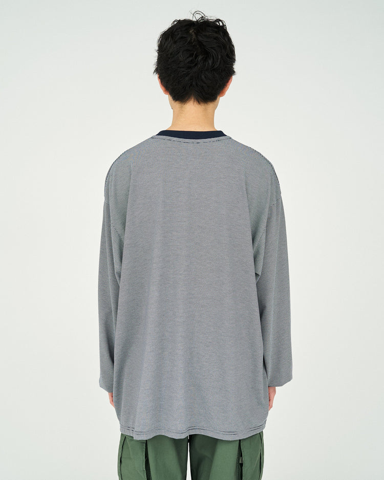 FreshService / MICRO BORDER L/S TEE WHITE*NAVY