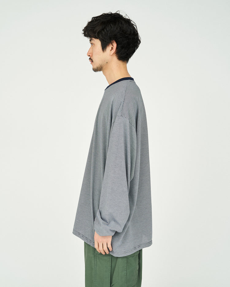 FreshService / MICRO BORDER L/S TEE WHITE*NAVY