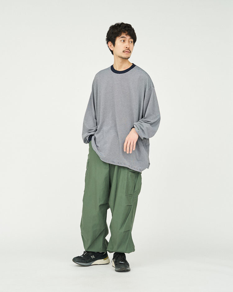 FreshService / MICRO BORDER L/S TEE WHITE*NAVY