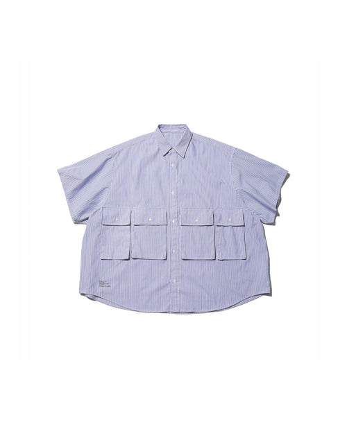 FreshService / DRY OXFORD FLAP POCKET S/S SHIRT BLUE STRIPE