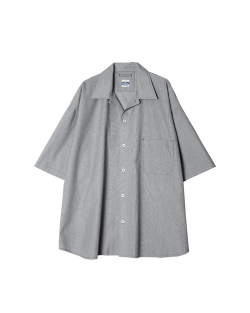 ARMY TWILL / COTTON STRIPE HALF SLEEVE SHIRT BLACK