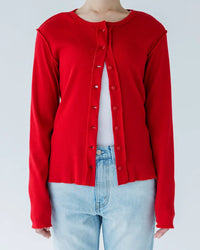 MEYAME   SOFT RIB SIDE STITCH CARDIGAN MEY-2335 LIGHT PINK