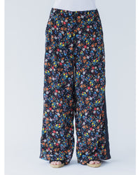 MEYAME  SIDE LINE WIDE PANTS  (FLOWER)  BLACK
