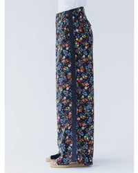 MEYAME  SIDE LINE WIDE PANTS  (FLOWER)  BLACK