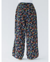 MEYAME  SIDE LINE WIDE PANTS  (FLOWER)  BLACK