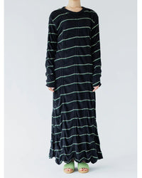 MEYAME   TUCKED JACQUARD BORDER DRESS MEY-2230 BLACK