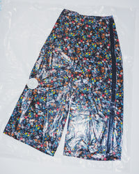 MEYAME  SIDE LINE WIDE PANTS  (FLOWER)  BLACK