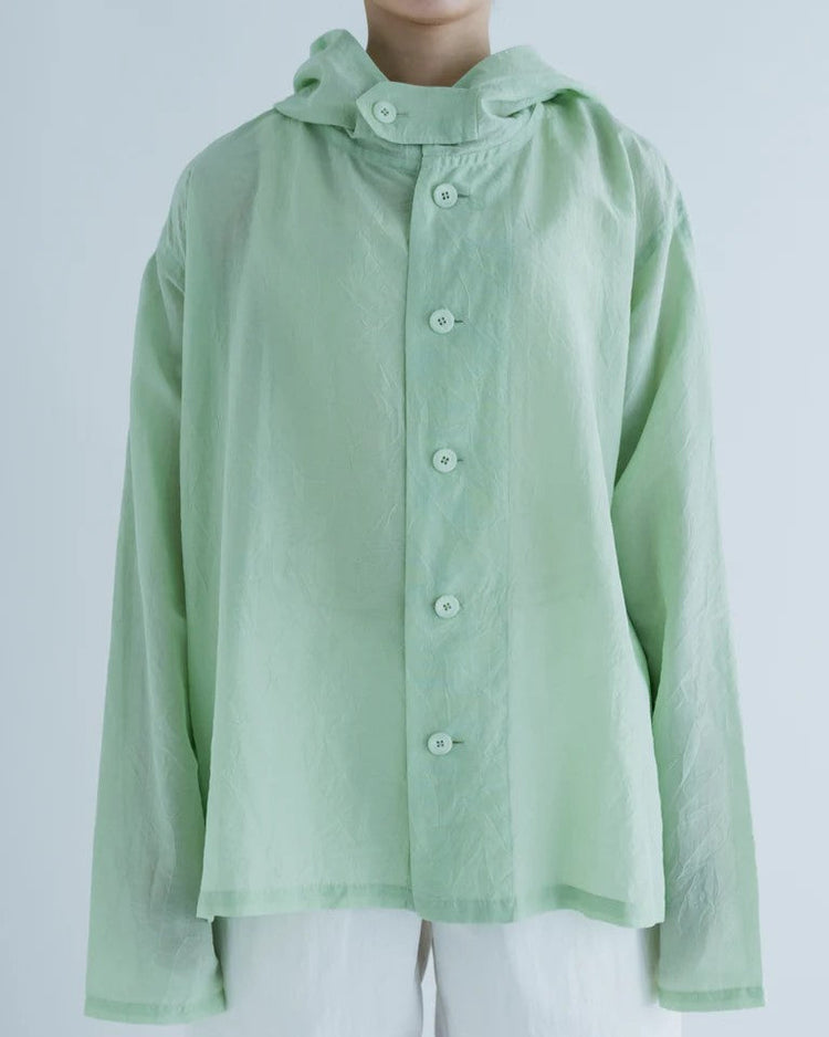 MEYAME  COTTON SILK HOODED JACKET GREEN