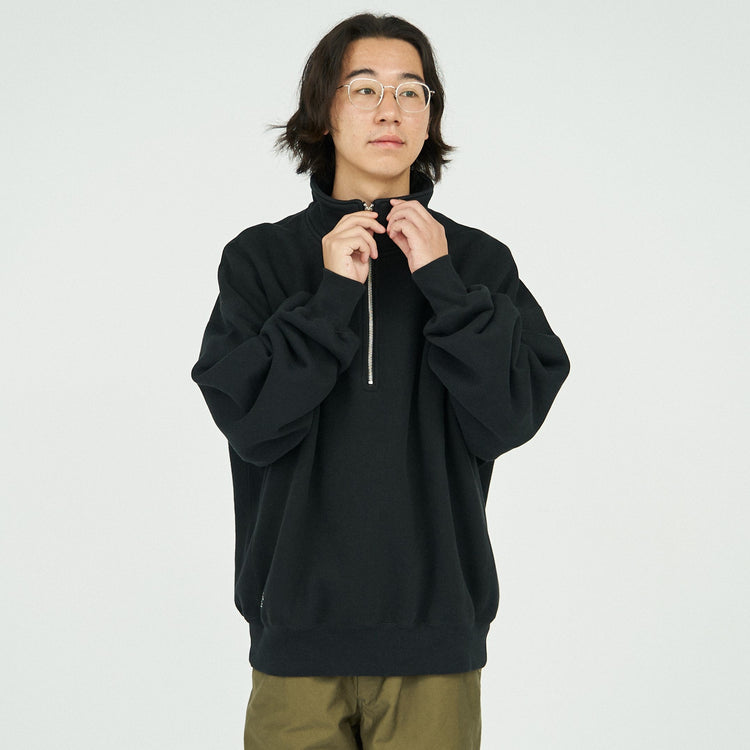 FreshService / HEAVY OZ HALF ZIP PULLOVER BLACK