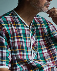 Henley Neck Department   Allen Henley Neck Shirt  Cotton x Linen Navy