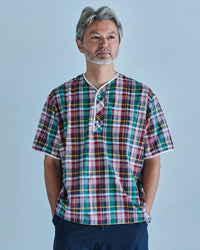 Henley Neck Series Allen Henley Neck Shirt Cotton x Linen Navy