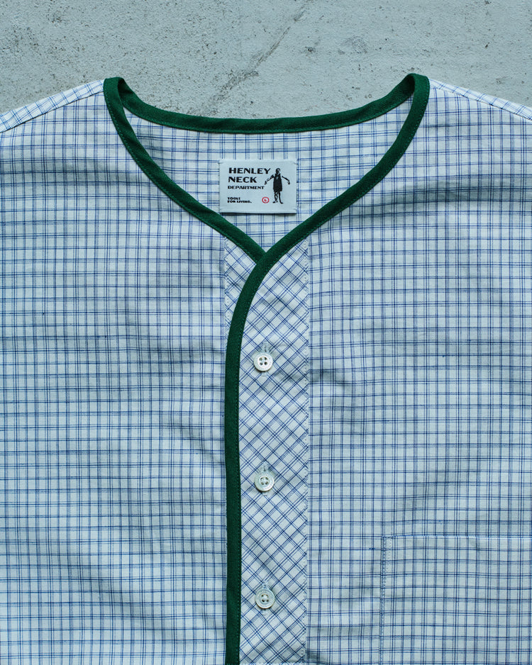 Henley Neck Department   Albert Henley Neck Shirt  NARROW PLAID TYPEWRITER