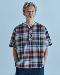 Henley Neck Department   Albert Henley Neck Shirt  NARROW PLAID TYPEWRITER