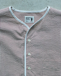 Henley Neck Department Allen Henley Neck Shirt SIDOGRAS Maroon Seersucker