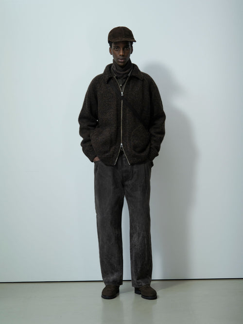 YOKO SAKAMOTO KNIT ZIP BLOUSON BROWN YS-26AW-85