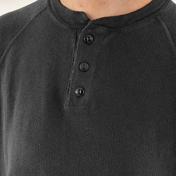 REMI RELIEF Double-Tucked Henley Neck Long-Sleeve T-Shirt