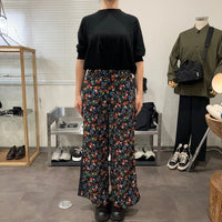 MEYAME  SIDE LINE WIDE PANTS  (FLOWER)  BLACK