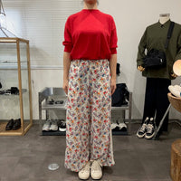 MEYAME  SIDE LINE WIDE PANTS  (FLOWER)  WHITE