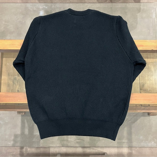 Yonetomi  / MERCERIZED COTTON RIB KNIT P/O BLACK NAVY
