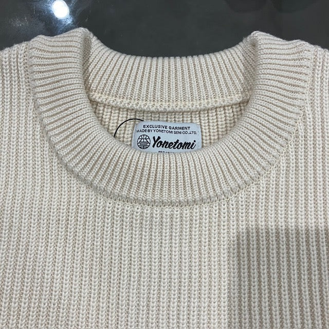 Yonetomi  / MERCERIZED COTTON RIB KNIT P/O ECRU
