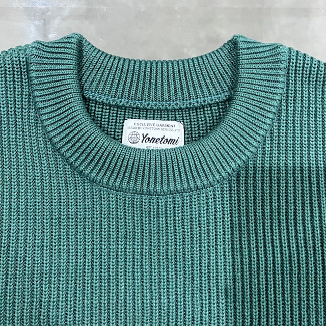 Yonetomi  / MERCERIZED COTTON RIB KNIT P/O GREEN