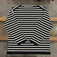 Yonetomi  / WAVE COTTON BASQUE KNIT P/O 〈BOAT NECK〉94 BLACK×WHITE
