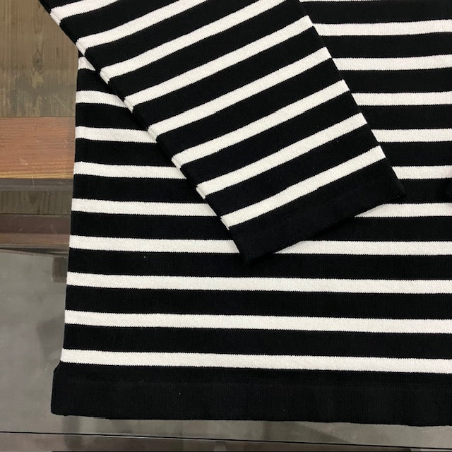Yonetomi  / WAVE COTTON BASQUE KNIT P/O 〈BOAT NECK〉94 BLACK×WHITE