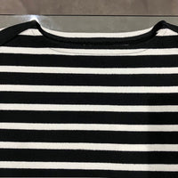 Yonetomi  / WAVE COTTON BASQUE KNIT P/O 〈BOAT NECK〉94 BLACK×WHITE