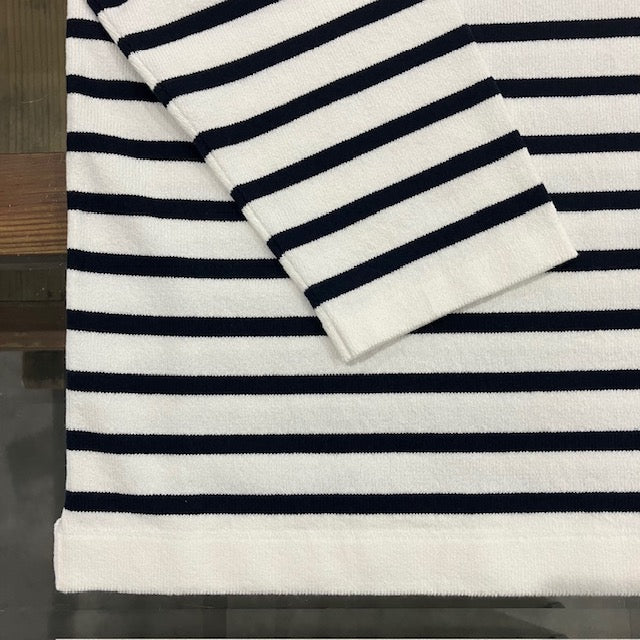 Yonetomi  / WAVE COTTON BASQUE KNIT P/O 〈BOAT NECK〉 90 WHITE×NAVY