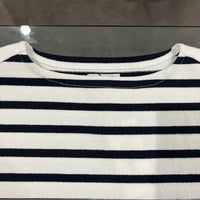 Yonetomi  / WAVE COTTON BASQUE KNIT P/O 〈BOAT NECK〉 90 WHITE×NAVY