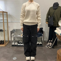 Yonetomi  / MERCERIZED COTTON RIB KNIT P/O ECRU