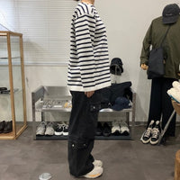 Yonetomi  / WAVE COTTON BASQUE KNIT P/O 〈BOAT NECK〉 90 WHITE×NAVY