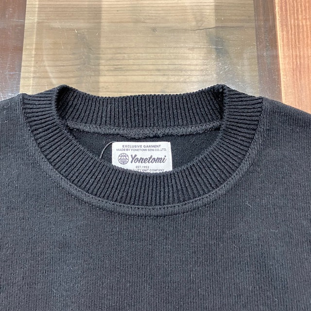 Yonetomi / WAVE COTTON KNIT P/O SOLID BLACK