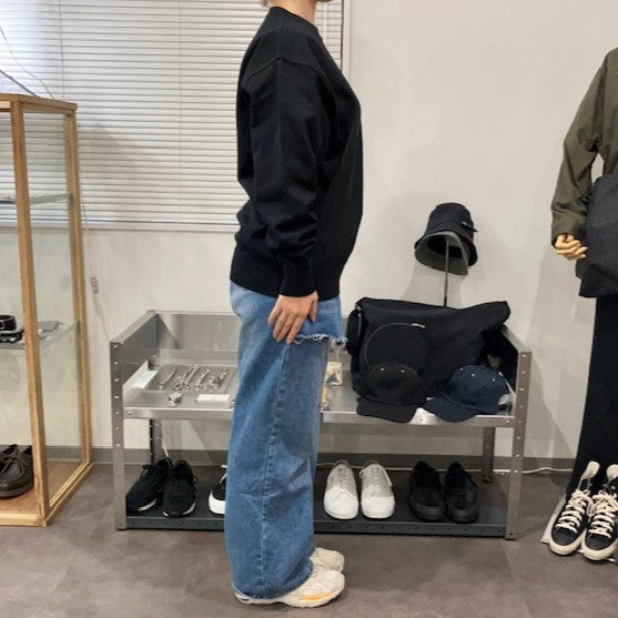 Yonetomi / WAVE COTTON KNIT P/O SOLID BLACK