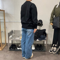 Yonetomi / WAVE COTTON KNIT P/O SOLID BLACK