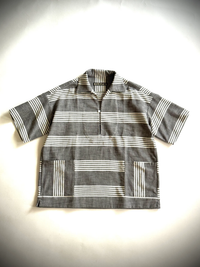 HAVERSACK Dungaree Stripe Short-Sleeve Capri Shirt 822630 GRAY