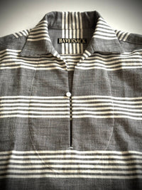 HAVERSACK Dungaree Stripe Short-Sleeve Capri Shirt 822630 GRAY