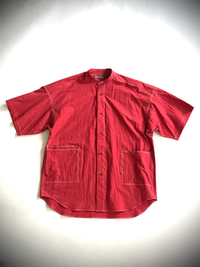 HAVERSACK C/L Typewriter Band Collar Short Sleeve Overshirt 822632 04 CHARCOAL