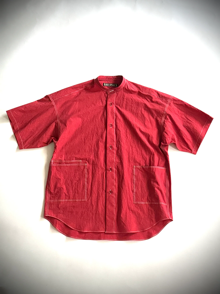 HAVERSACK C/L Typewriter Band Collar Short Sleeve Overshirt 822632 04 CHARCOAL