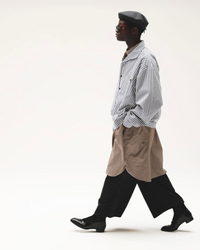 Sillage / big pocket overshirt dead stock brown random stripe 