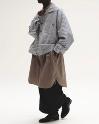 Sillage / big pocket overshirt dead stock brown random stripe 