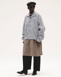 Sillage / big pocket overshirt dead stock brown random stripe 